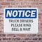 Signmission Truck Drivers Please Ring Bell And Wait OSHA Notice Sign, Plastic, 14in W x 10in L, 2PK OS-2PACK-NS-P-1014-L-16765 - alternate 8